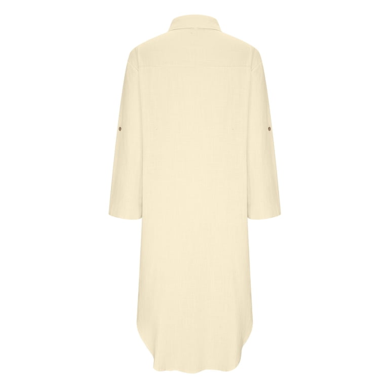 Up to 65 off!Lolmot Cotton Linen Dress for Women Summer Loose Fit Flowy Maxi  Dress Beach Cover Up Casual V Neck Long Sleeve Shirt Dress with Pockets -  Walmart.com