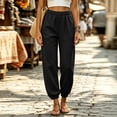 thumbnail image 5 of Womens Joggers Sweatpants with Pockets Baggy High Waisted Lounge Athletic Black Button Trim Hem Sweat Pants Size 2XL, 5 of 7