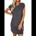 thumbnail image 2 of Vestido Mini Informal de Verano para Mujer, con Cuello Redondo, Corta y Canalé Gris Oscuro XXL, 2 of 7