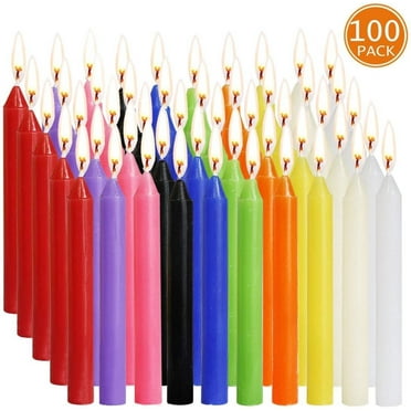 TOPReddon 100 pcs Unscented Assorted Colors Mini Taper Candle | 4" Tall x 1/2" Diameter | Great for Casting Chimes, Rituals, Spells, Wax Play & More
