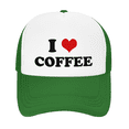 thumbnail image 2 of I Heart Coffee Love Food Funny Trucker Hat Mesh Cap Unisex Green, 2 of 5