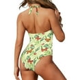 thumbnail image 5 of FKELYI One Piece Swimsuit Women's Cosy Swimwear with Halter Strap Bathing Suit Tummy Control Monokini with Soft Pad for Ladies Teens Swimming, Vintage Butterfly Leaves Print, M, 5 of 6