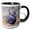 Black/White, variant on 3drose, Mule Deer Buck, Foggy Frosty Morning, 11oz Two-tone Green Mug