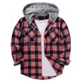 thumbnail image 2 of UDAUDU Mens Flannel Hoodie Shirt Button Down Plaid Jacket Shirts Casual Long Sleeve Vacation Fall Trendy Hoodie Shirts with Pocket 2XL, 2 of 4