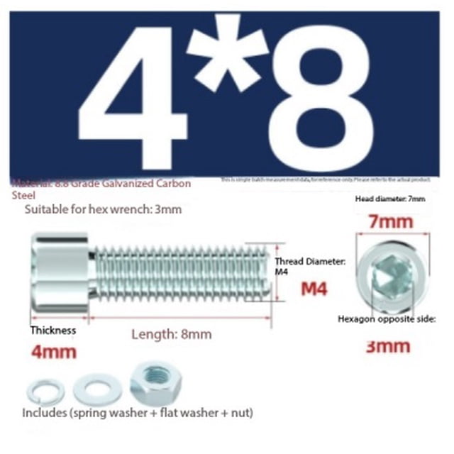 100 juegos de tuercas de tornillo hexagonales galvanizadas de grado 8,8, arandelas de resorte planas y pernos (M4/M5): solución de fijación duradera for proyectos y reparaciones de bricolaje