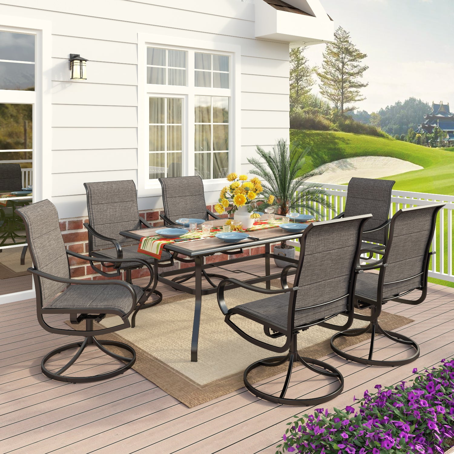 MF Studio 7Piece Outdoor Patio Dining Sets Modern Metal Furniture with