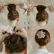 5-Piece Hair Bun Maker, Easy Fast Snap Roll Bun Tool, Original Bun Tool, Donut Hair, Perfect Bun Makers, Flowers Lace Pearl Hair Ornaments Girls Ladies