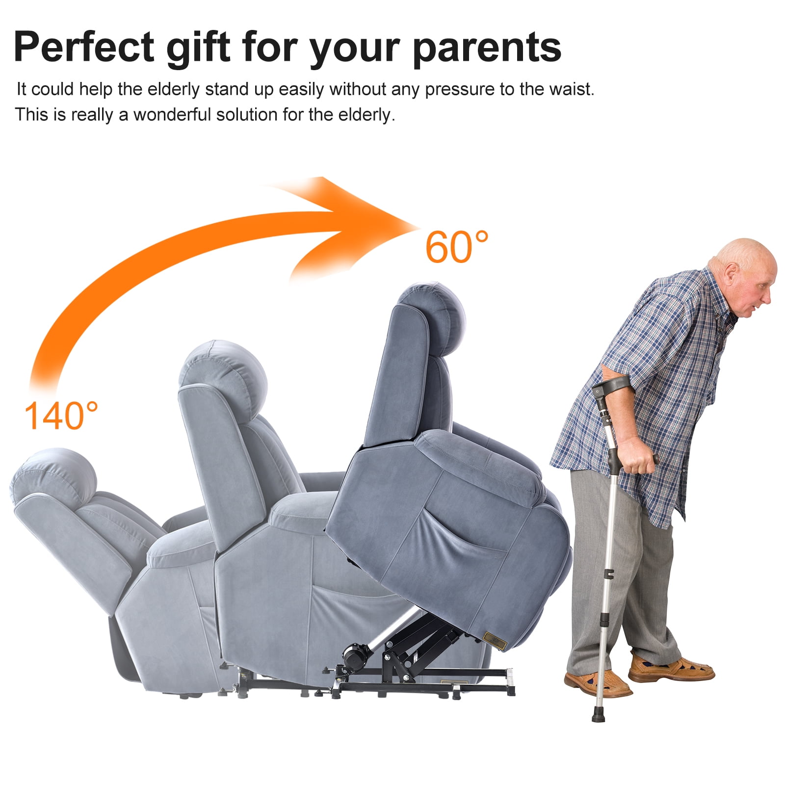 Resenkos Massage Recliner Chair, Fabric Recliner Sofa Home Theater Seating with Lumbar Support, Power Lift Recliner Chair for Living Room, Blue Resenkos Massage Recliner Chair, Fabric Recliner Sofa Home Theater Seating with Lumbar Support, Power Lift Recliner Chair for Living Room, Blue