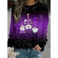 thumbnail image 5 of Plus Size Christmas Top, Women's Plus Christmas Dwarf & Slogan Print Ombre Long Sleeve Round Neck Slight Stretch Top, 5 of 5