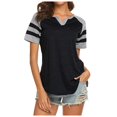thumbnail image 3 of Mittory Women's Summer V Neck Raglan Short Sleeve Shirts Casual Blouses Baseball Tshirts Top, 3 of 6