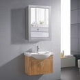 thumbnail image 4 of GOFLAME Bathroom Medicine Cabinet, Wall Mount Mirrored Storage Cabinets w/Single Door & Adjustable Shelf, Multipurpose Wooden Organizer for Hallway Living Room Bedroom, Grey, 4 of 7