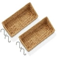 thumbnail image 6 of Casafield Set of 2 Hanging Baskets with Hooks - Natural, Woven Hyacinth Shelf Storage Wall Mounted Bins for Bathroom, Kitchen, Office, Laundry Room, 6 of 7