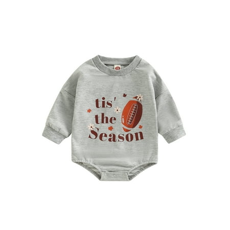 

Beixinder Infant Baby Spring Autumn Jumpsuit Rugby Letter Print Long Sleeve Round Neck Snap Closure Romper for Boys Girls