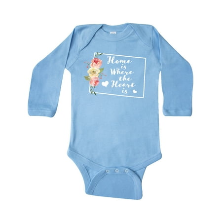

Inktastic Colorado Home is Where the Heart is with Watercolor Floral Gift Baby Boy or Baby Girl Long Sleeve Bodysuit