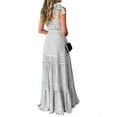 thumbnail image 4 of QAFOPEH Women Stripe Print Square Neck Sleeveless Lace Up Tie Waist Maxi Dress, 4 of 4