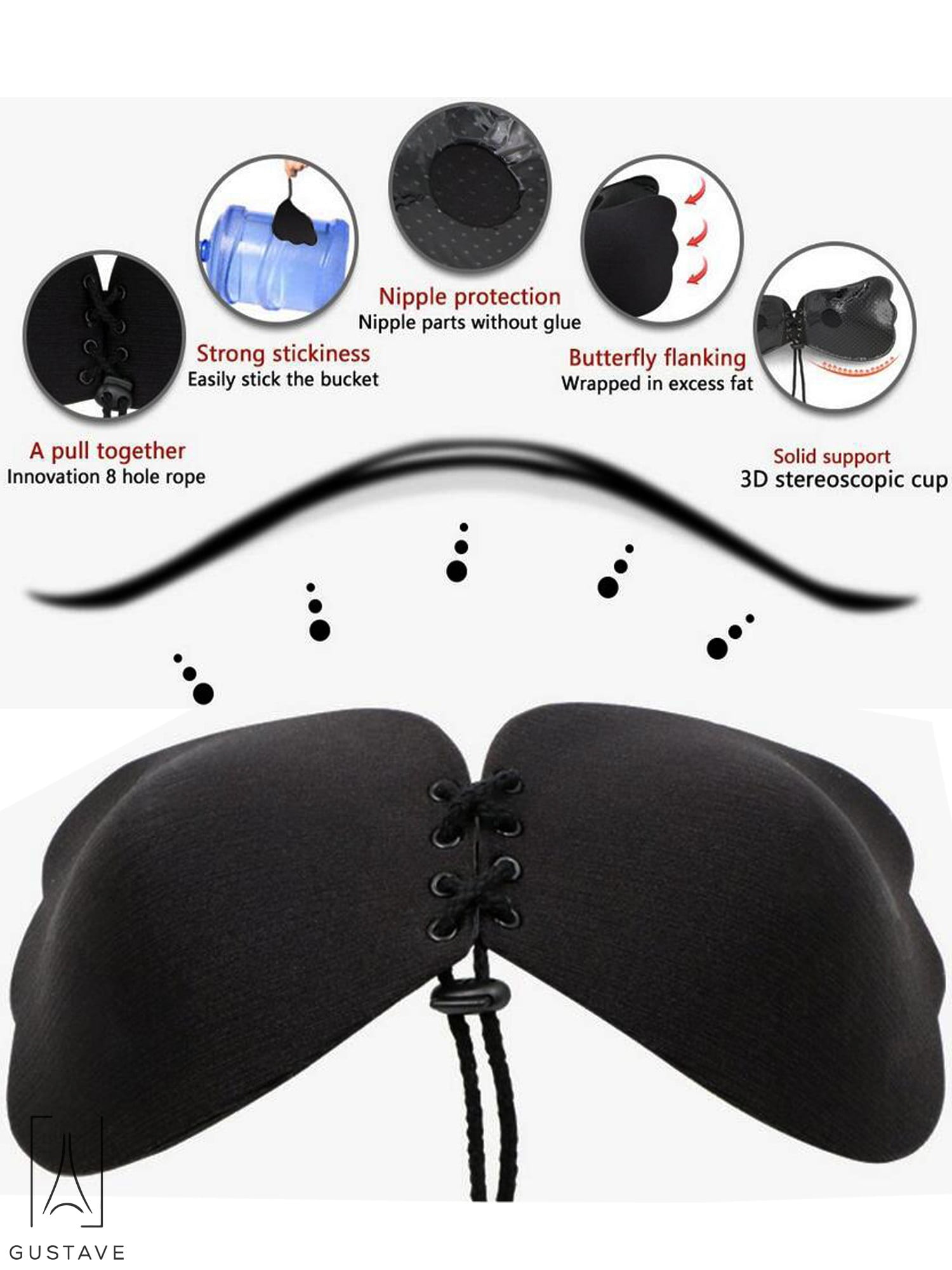 Boomba Sticky Bra,Boomba Bra Inserts Push Up,Double Sided Sticky  Bra,Silicone Triangle Push up Pads (Black) : : Clothing, Shoes &  Accessories