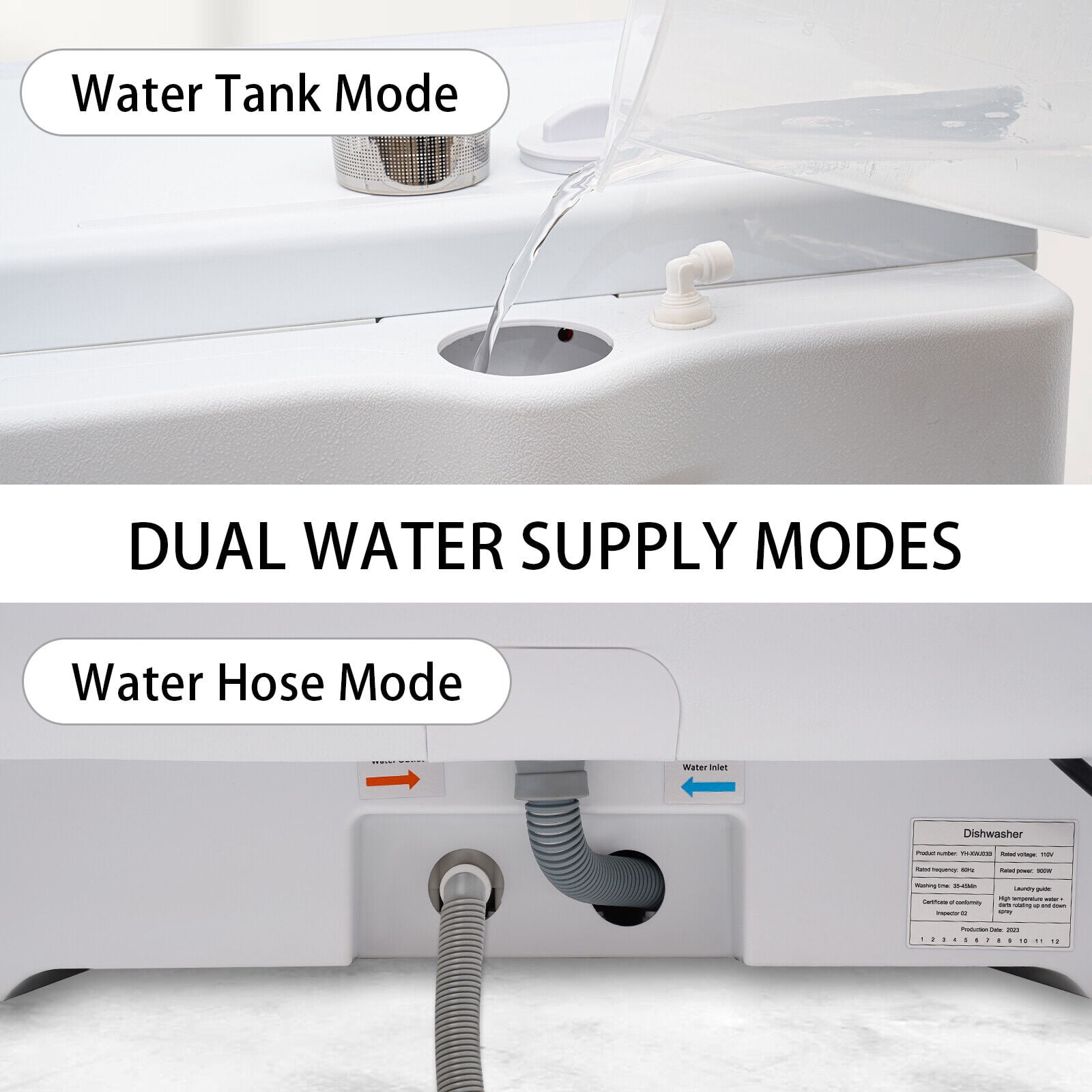 Portable 3-in-1 Dishwasher with Dryer & Cabinet Function, 5 Cleaning Modes, Water-saving & Easy Setup, Ideal for Small Homes, Apartments, RVs, and Dorms