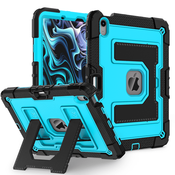 For iPad Air 4/5 10.9 inch & iPad Air 11 inch M4/M3/M2 (2026/2025/2024) Rugged Case Cover with Stand & Strap & Pencil Holder