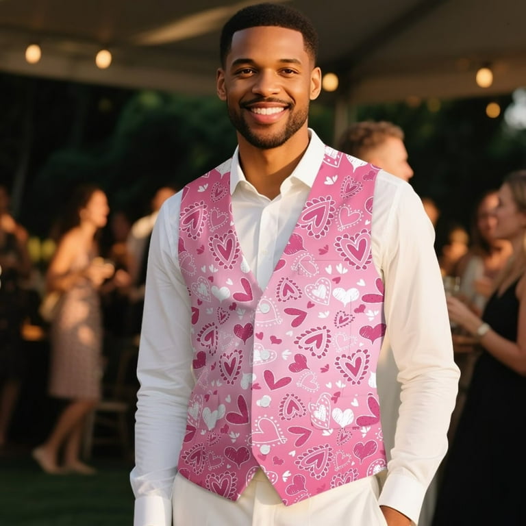 mens pink dress vest Barry. Wang Mens Pink Dress Vest Prom Slim Fit Solid Formal Suit Waistcoat, 2XL