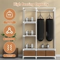 thumbnail image 6 of BAOKALER Coffee Brown Non-Woven Fabric Portable Closet:3 Drawers,1 Hanging Rod,4 Side Pockets & 16mm Metal Tube Frame–Suitable for Bedrooms, Living Rooms,Closets,Garages&Dorms, 6 of 11