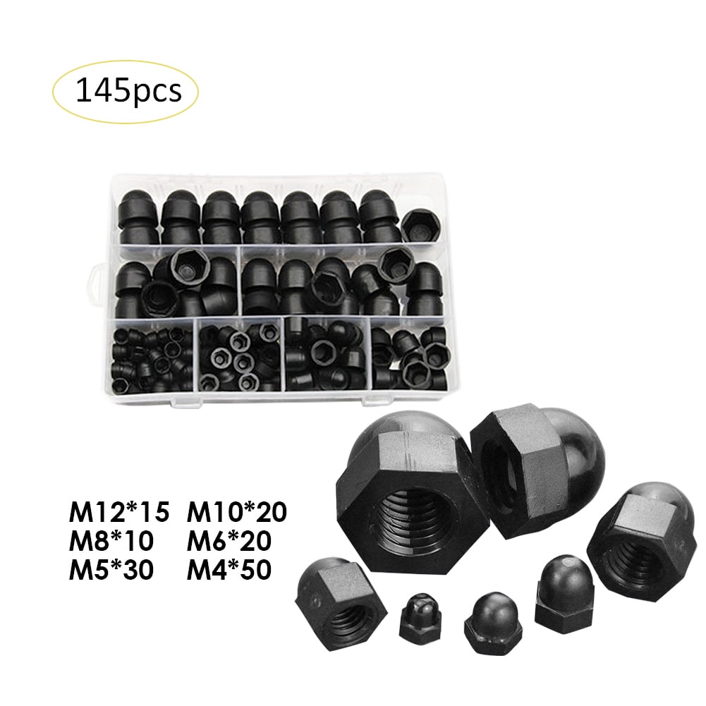 M5 WHITE or BLACK NUT & BOLT DOME COVER CAPS HEX PLASTIC 