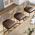 thumbnail image 2 of MF Studio Counter Height Bar Stool with Back Set of 4, 24.8" Modern PU Upholstered Bar Chair with Large Chenille Back and Metal Frame, Taupe, 2 of 9