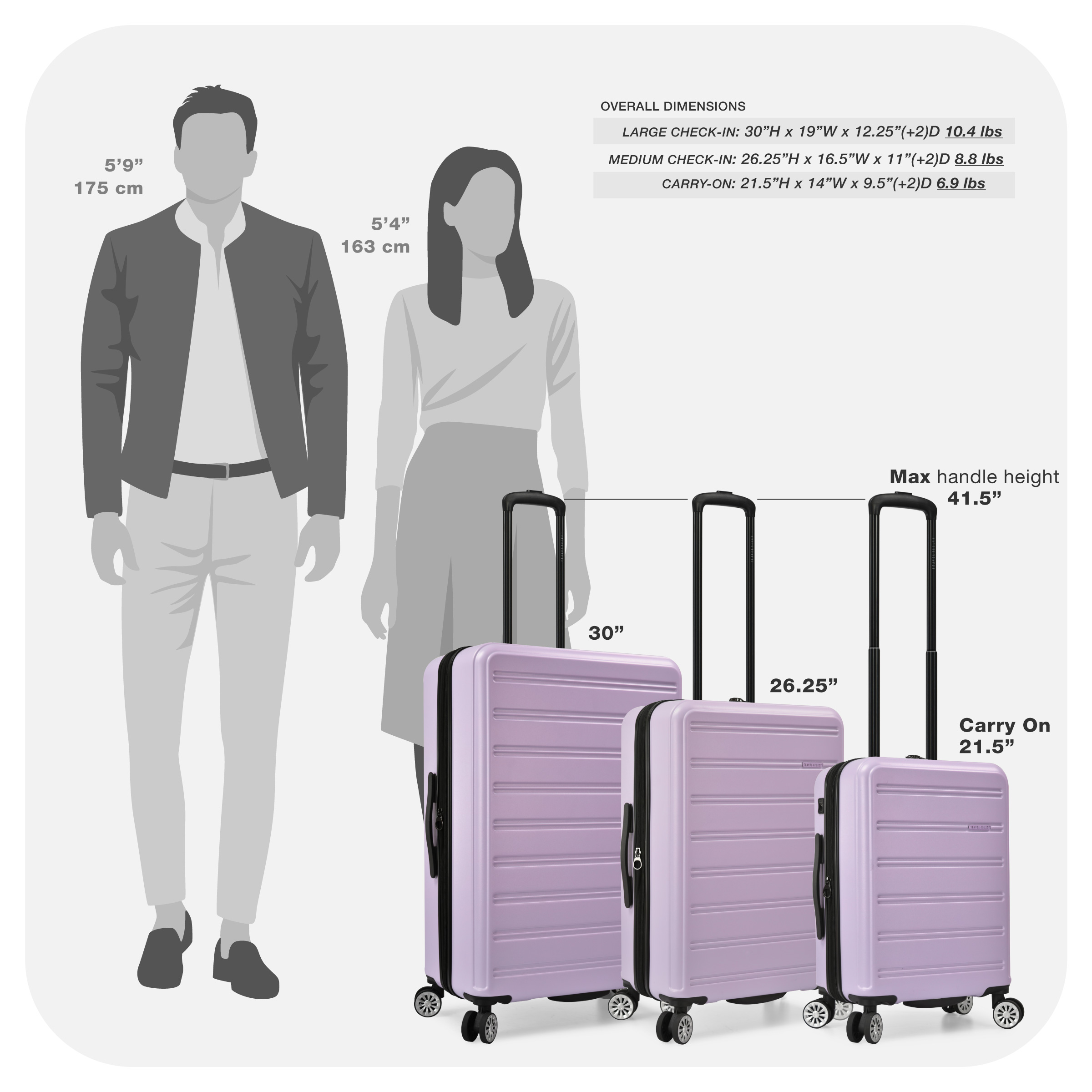 Travel Select Snowcreek Hardside Expandable Spinner Luggage, Lavender, 30" Checked Large