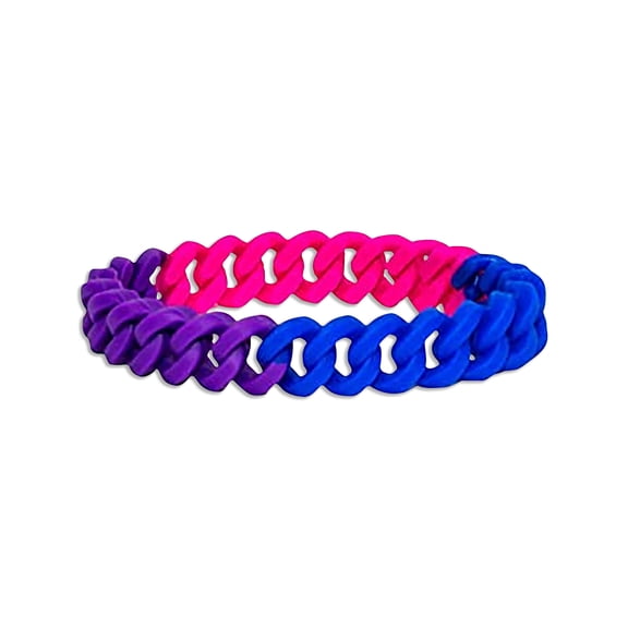 Bisexual Flag Chain Link Silicone Bracelet Wristbands