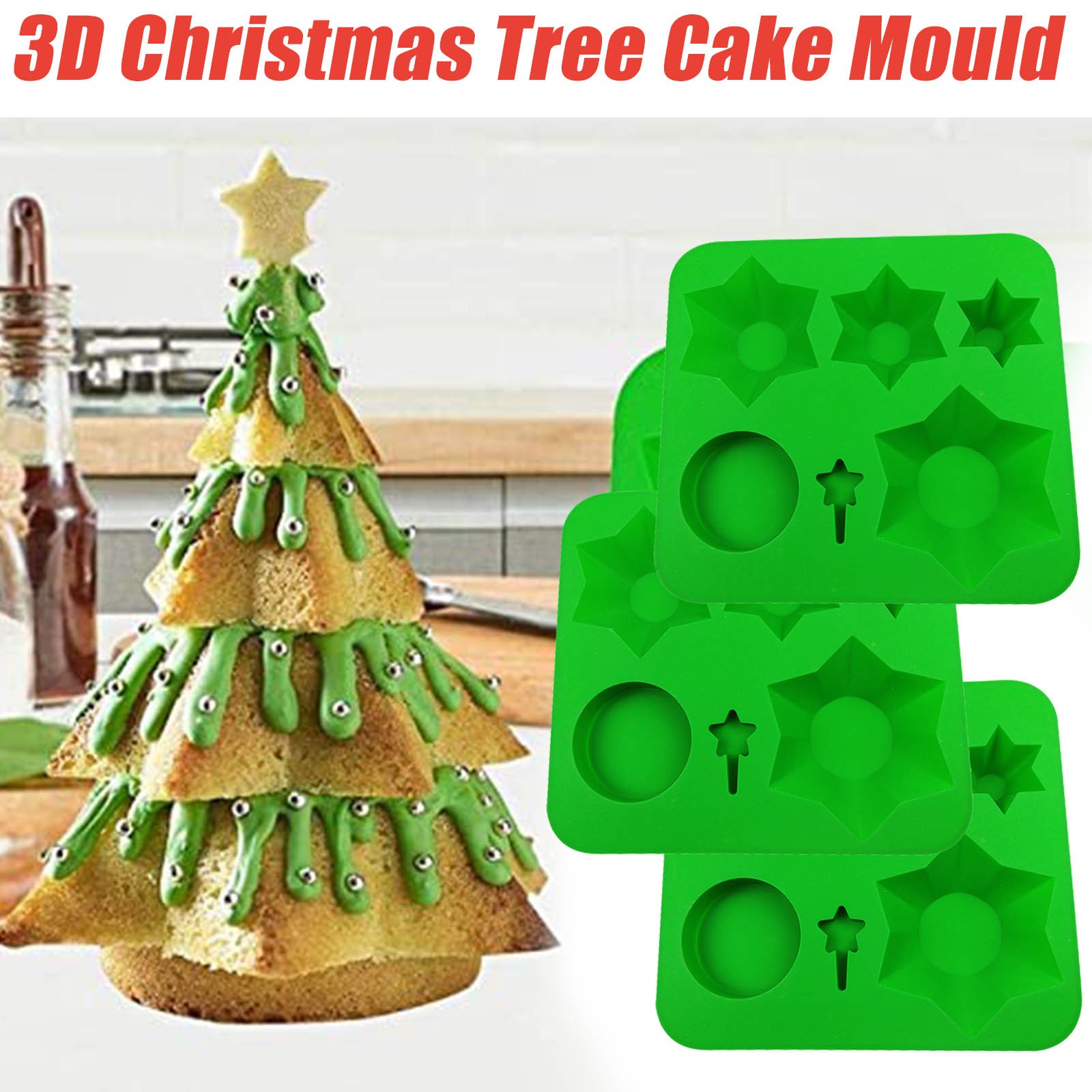 Aurora X 3pcs Christmas Tree Cake Mould 3d Stereo Christmas Cookie Mold Gingerbread Walmart Com Walmart Com