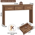 thumbnail image 2 of Joaxswe 47" Solid Wood Console Table, Farmhouse Entryway Table with 3 Drawers, Sofa Console Behind the Couch for Living Room, Hallway, Brown, 2 of 8