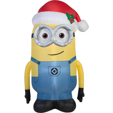 5' Airblown Inflatable Minion Dave with Santa Hat 