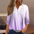 thumbnail image 2 of fatyb Women's Long Sleeve Blouses Casual Dressy V Neck Pleated Shirts Business Work Tops for Women, 2 of 5
