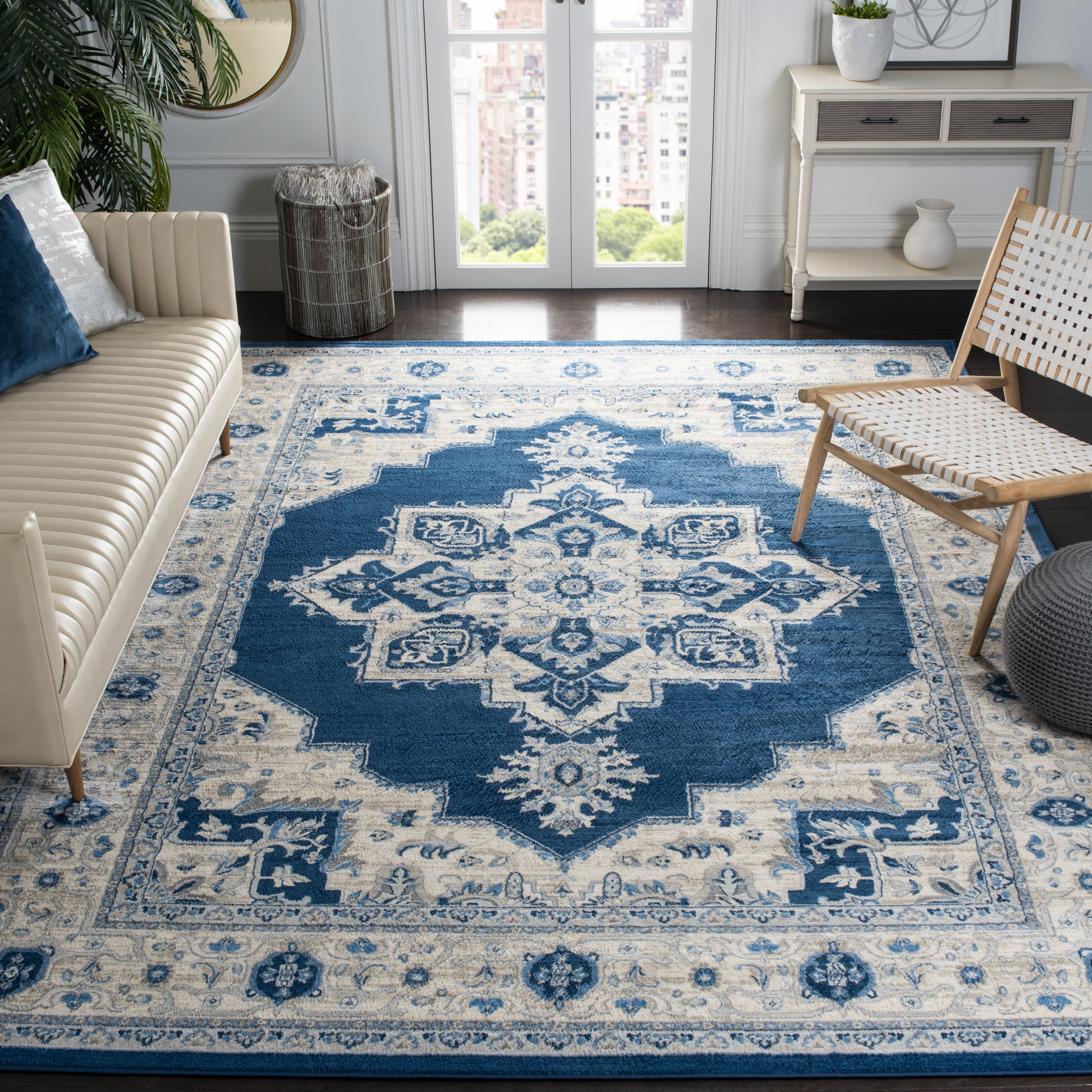 Safavieh Brentwood Jameson Oriental Area Rug, Navy/Cream, 12'x18' -  Walmart.com