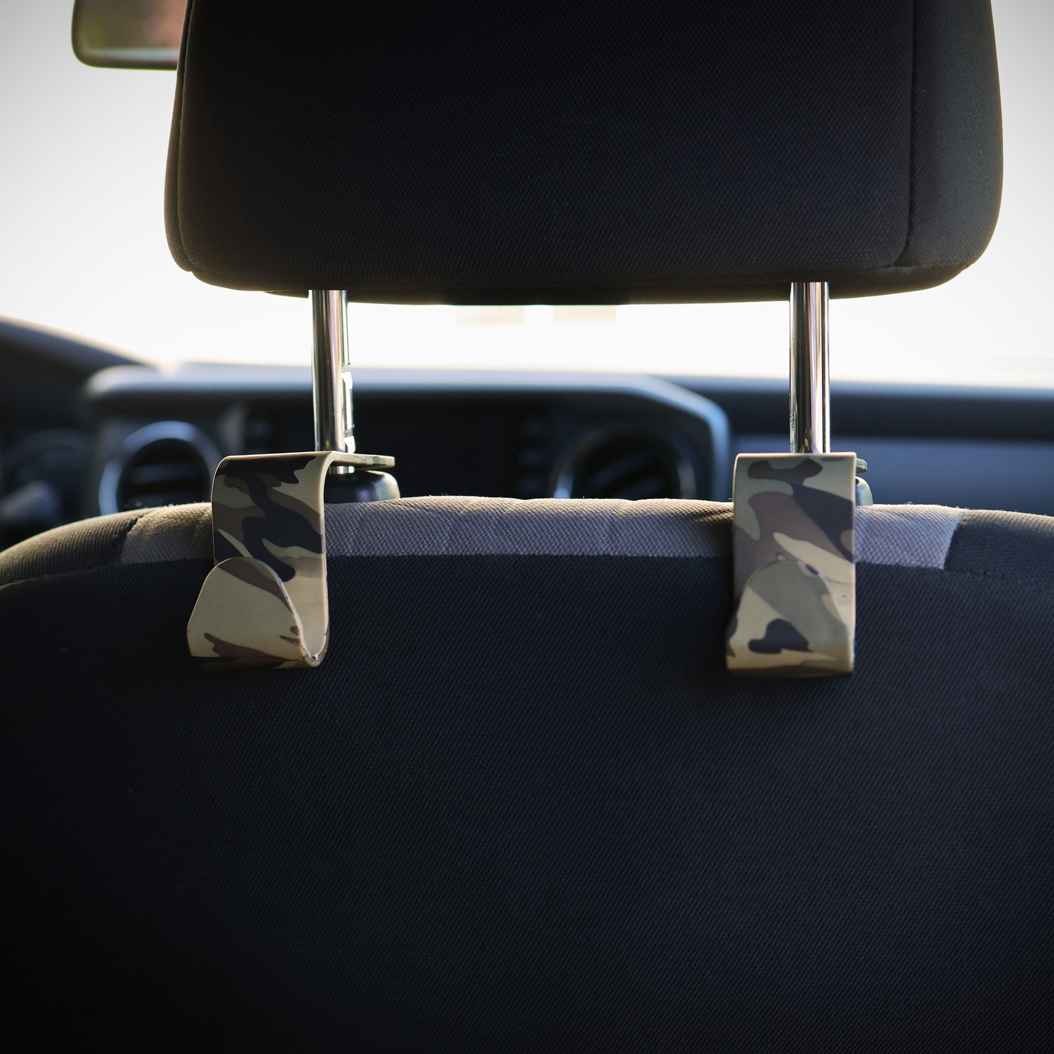 Auto Drive Headrest Hooks, Camo, Plastic, Universal Fit, 2 Pack