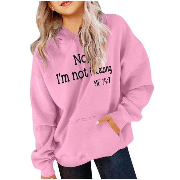 QIbmong Boys Girls Hoodie Printed Long Sleeve Oversized Fall Winter Sweatshirts with Pockets for Kids(2-3Years,Pink)