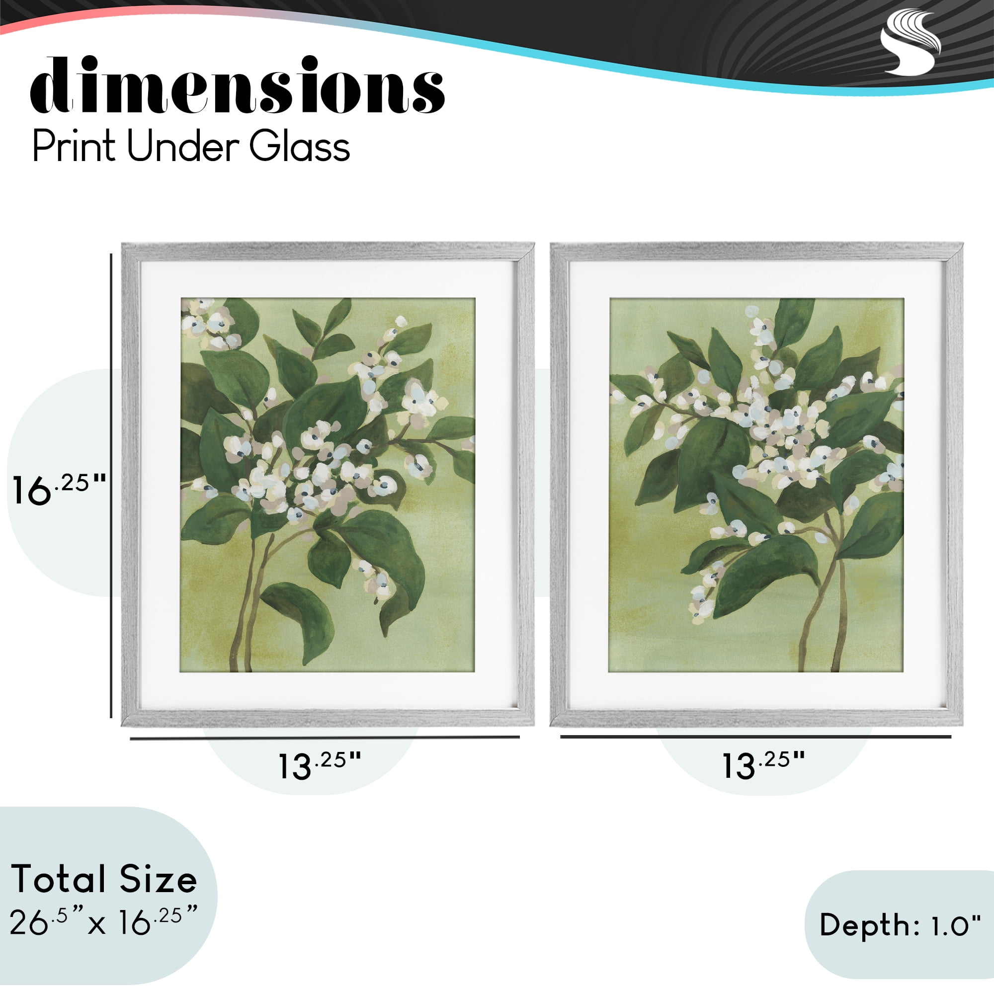 Stupell Industries Verdant Herb Blossoms 2 Piece Gray Framed Print Under Glass Set, design by June Erica Vess