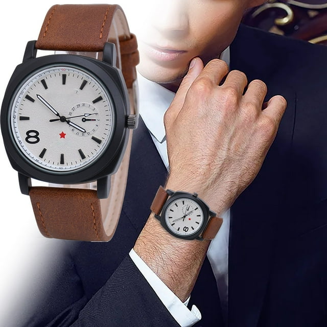 Hearth & Gear Men's Fashion Watch With Precise Timing Men's Leisure Business Hand Precision Watch Smart Watch with Drawstring Sports Watch Rainbow Wrist Watch without Games Sports Watch Big Sports