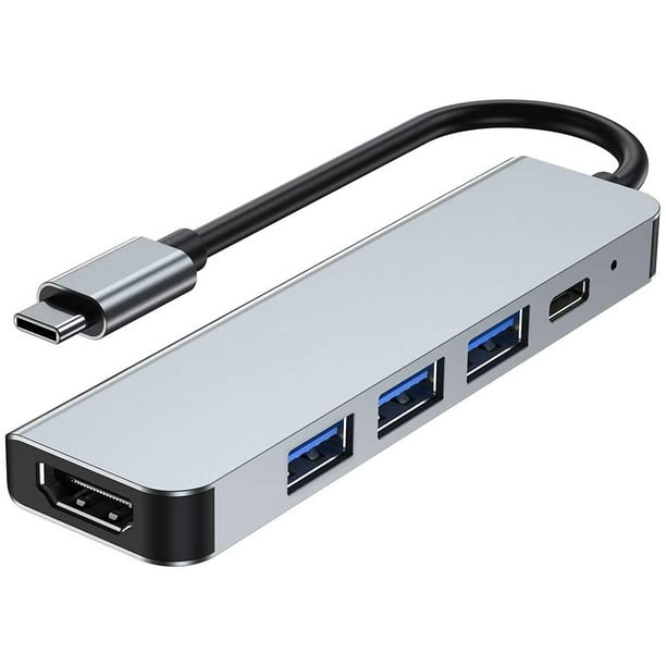 VIKIS USB C Hub 5-en-1 Type-C Station d'Accueil, Type-C Tourner à 4K HDMI, USB3.0, 2 Ports USB2.0, Livraison de Puissance 87W,