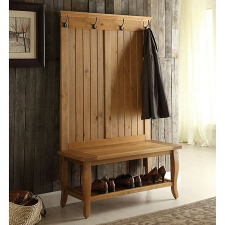 Rustic Linon Santa Fe Hall Tree With Shoe Bench Entryway Furniture