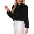 thumbnail image 4 of INSPIRE CHIC Dressy Faux Fur Coat for Women's Cropped Snap Button Winter Wedding Fluffy Jackets XL Black, 4 of 6