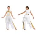 thumbnail image 4 of iiniim Girls Metallic Sleeveless Irregular Liturgical Praise Dance Dress with Wide Leg Pants Set Worship Dancewear White 6, 4 of 7