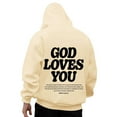 thumbnail image 2 of LEKDFST Christian Hoodies for Men Inspirational God Sweatshirts Faith Jesus Hoodie Vintage Bible Verse Graphic Pullover Beige L, 2 of 8