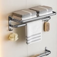 thumbnail image 3 of Soporte de pared Toallero de baño Toallero Barra de baño Toalla de baño Estante de de almacenamiento a prueba de herrumbre con ganchos Colgador , 15.75x8.27x7.36 pulgadas Sunnimix Tendedero de baño, 3 of 8