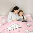thumbnail image 4 of jejeloiu Cute Animal Rabbit 7 Pieces Bedding Comforter Set,Kawaii Loves Birds Full Bedding Set,White Pink Fitted Sheet Flat Sheet For Girl,Microfiber Bedroom Decor Reversible, 4 of 8