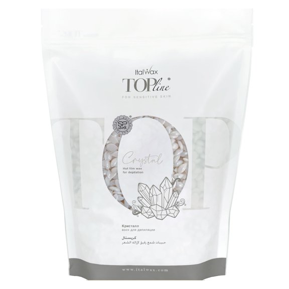 Italwax Top Line Cera Dura en Perlas Crystal 750 g – Cera Transparente de Rápido Secado con Fragancia Floral para Bikini y Axilas, Fuerte Adherencia, Uso Profesional – Hecho en Italia