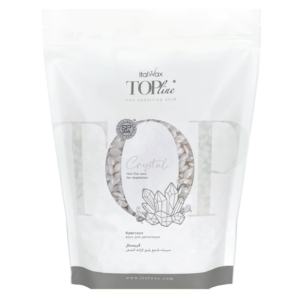 Italwax Top Line Cera Dura en Perlas Crystal 750 g – Cera Transparente de Rápido Secado con Fragancia Floral para Bikini y Axilas, Fuerte Adherencia, Uso Profesional – Hecho en Italia