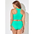 thumbnail image 4 of Swimsuits for All Cropped Racerback Tankini Set With Ruched Side Tie Brief, 4 of 5
