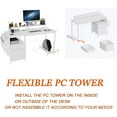 thumbnail image 5 of PetFurnishn  Computer Desk with Drawer and Power Outlets, 47" Workstation with 2 Monitor Stands and Fabric File Cabinet, Writing Gaming Table with Shelves and Hooks for Study Room, White, 5 of 8