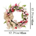 thumbnail image 6 of Spring Tulip Wreath for Front Door, Easter Decoration with Pink Red White Artificial Flowers And Burlap Bow, 6 of 7