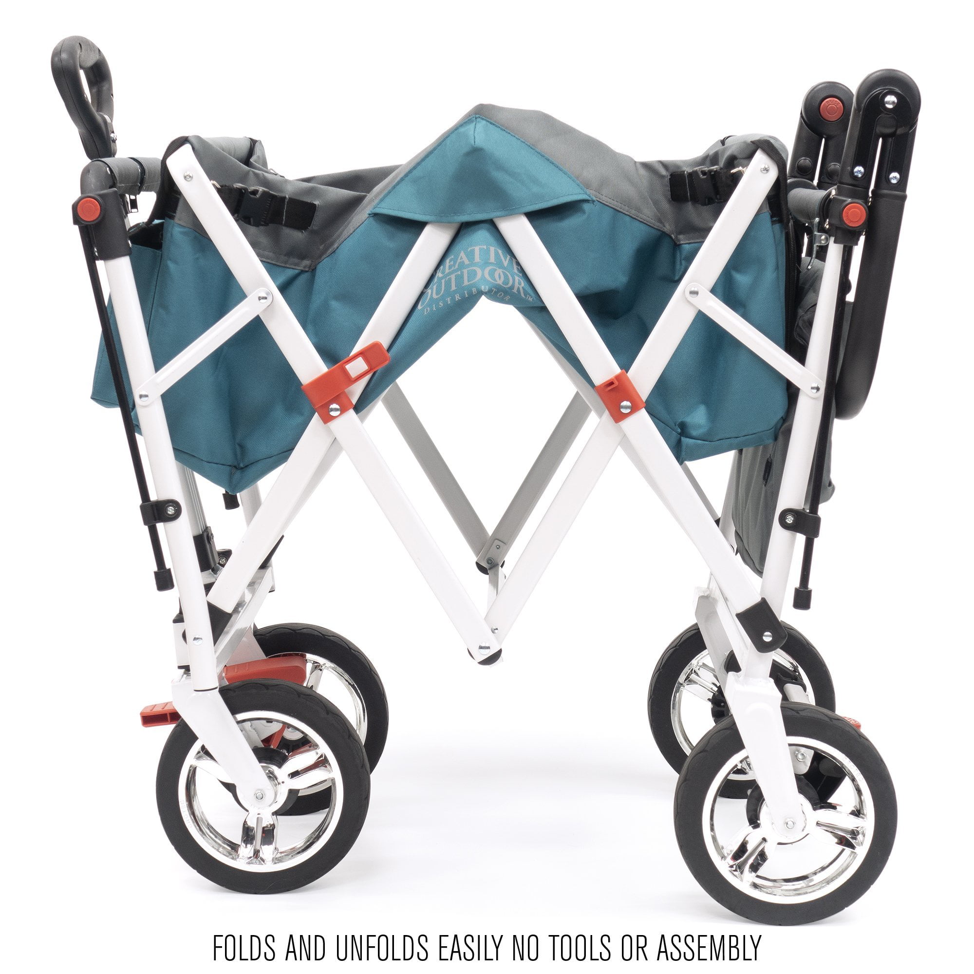 Creative Outdoor Push-Pull Collapsible Folding Wagon Stroller Cart - Silver  Series Plus Wagon with Canopy, Rubber wheels, Removable Cooler, and  Adjustable Handle – Orange - Walmart.com